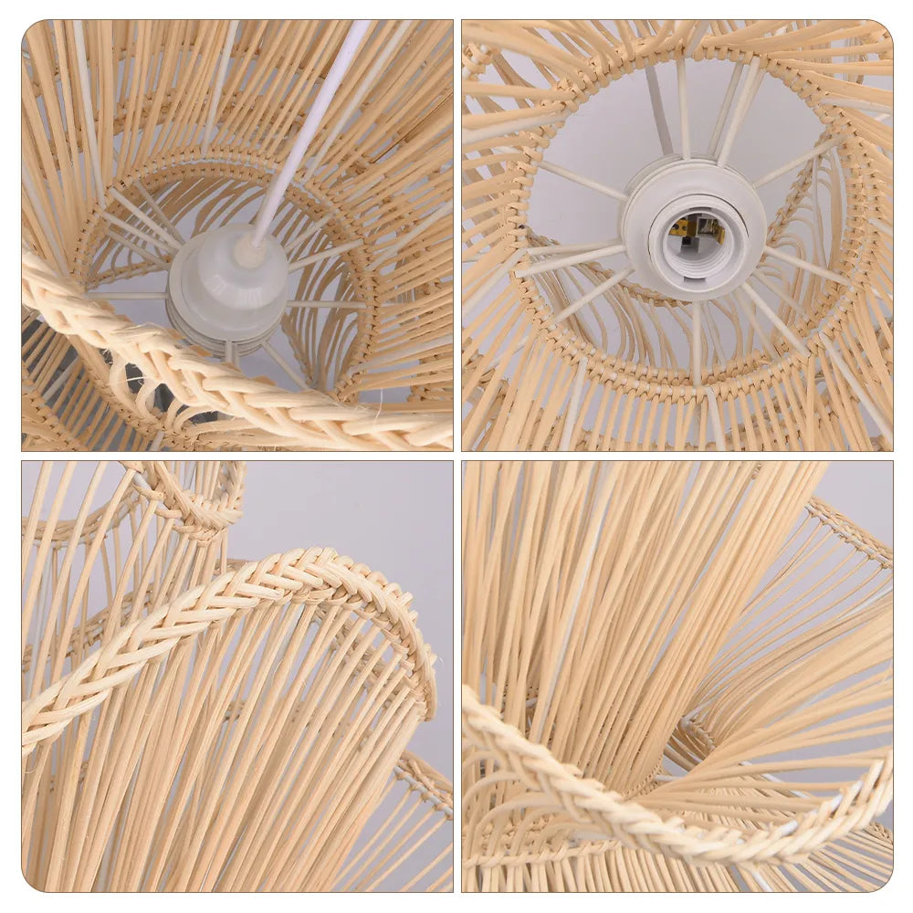 Alondra White Rattan Wave Pendant Fixture