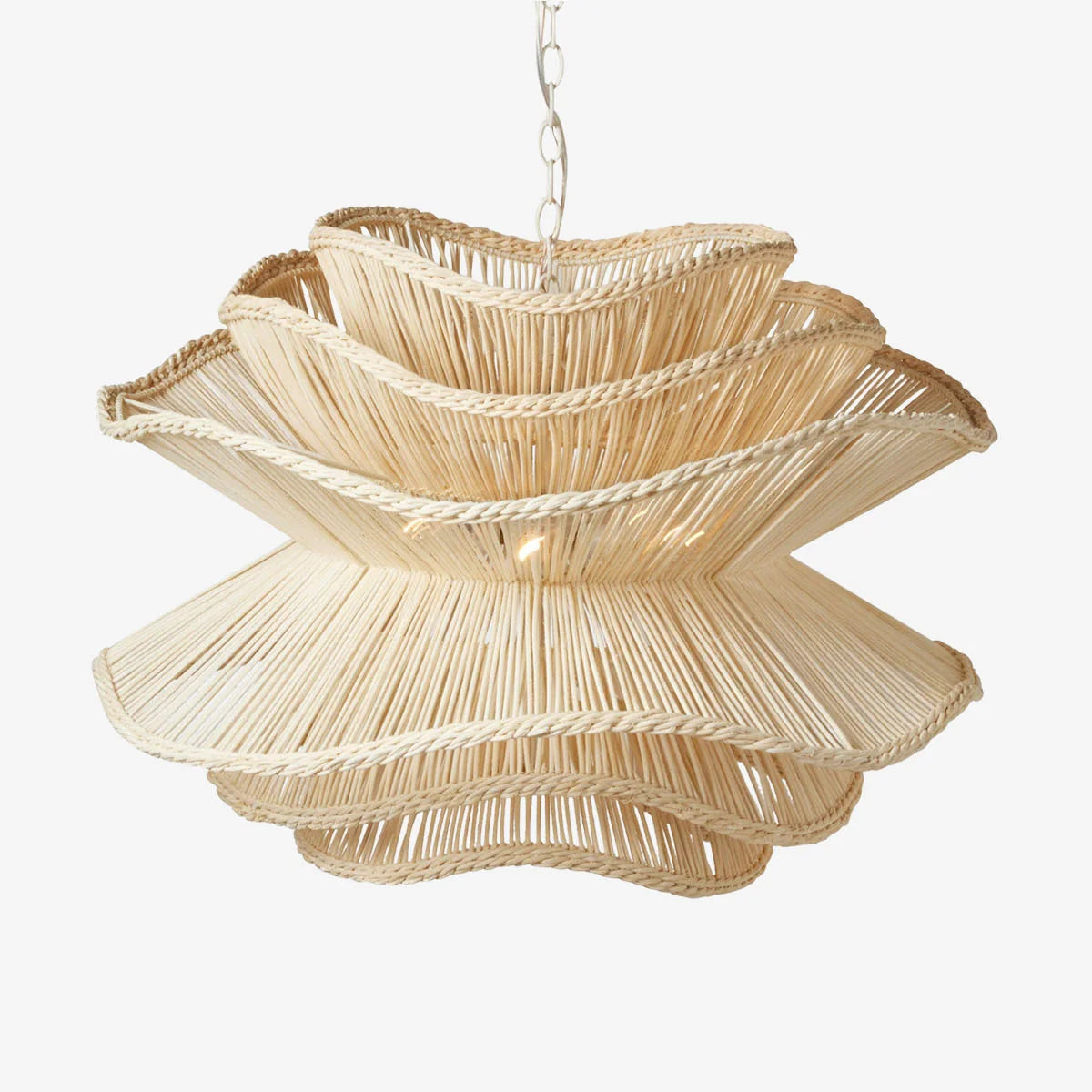 Alondra White Rattan Wave Pendant Light Shade