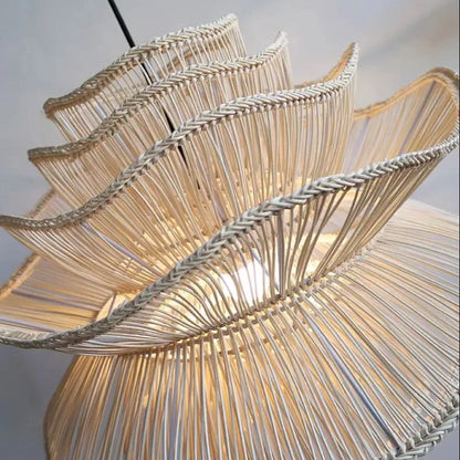 Alondra White Rattan Wave Pendant Light Texture