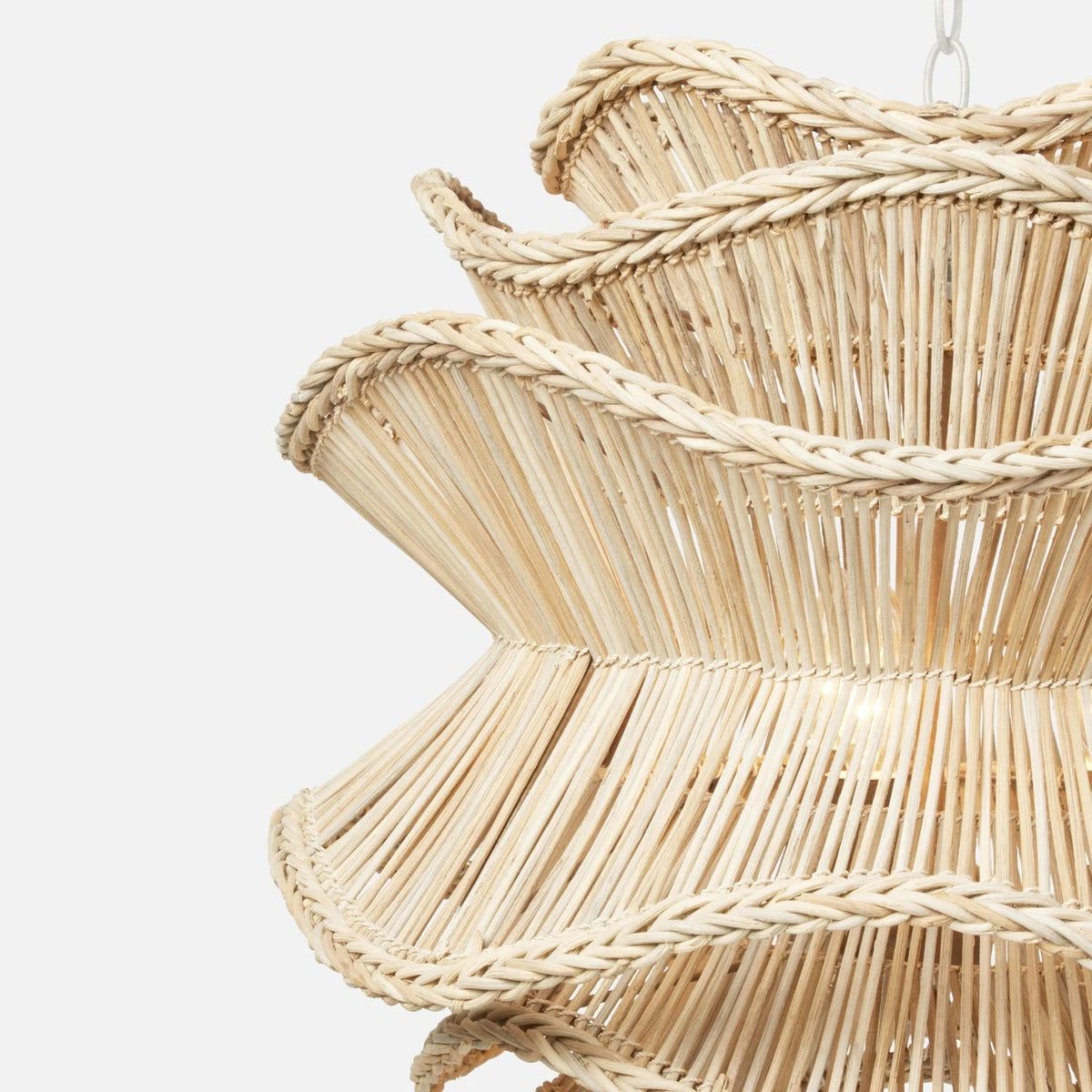 Alondra White Rattan Wave Pendant