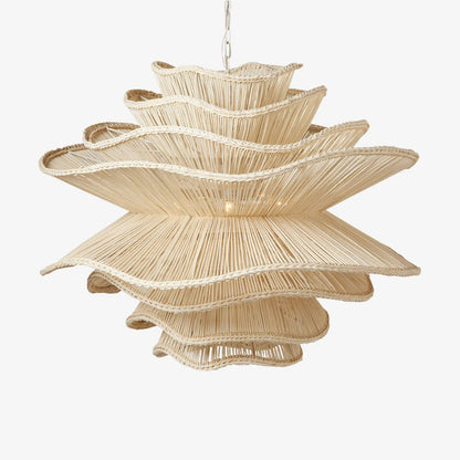 Alondra White Wave Rattan Pendant Light
