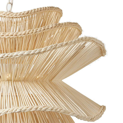 Alondra White Wavy Rattan Pendant Light