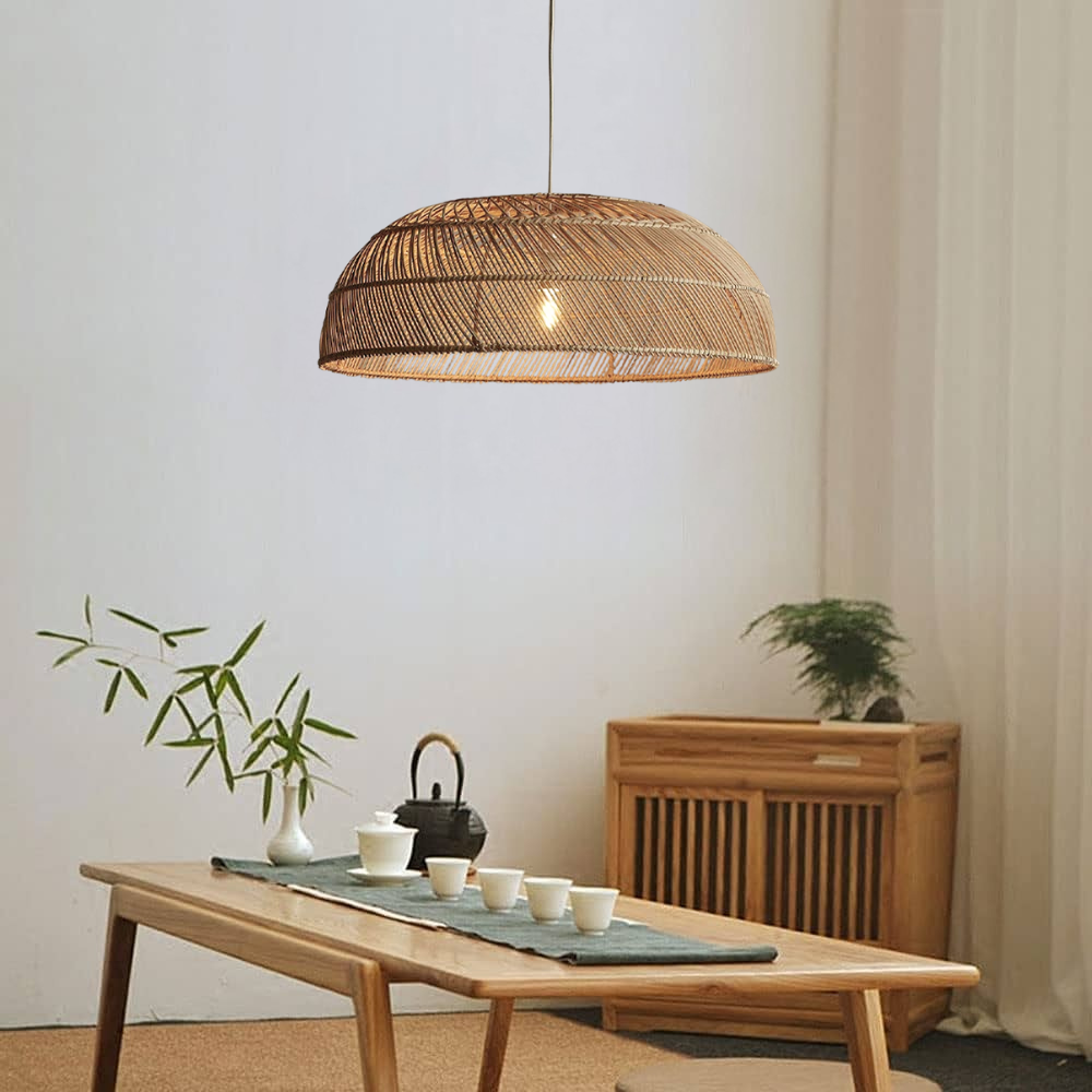 Amara Dome Rattan Pendant Light for Japandi Dining Room