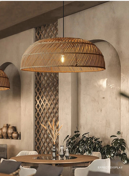 Amara Large Dome Rattan Pendant Light for Restaurant Tables