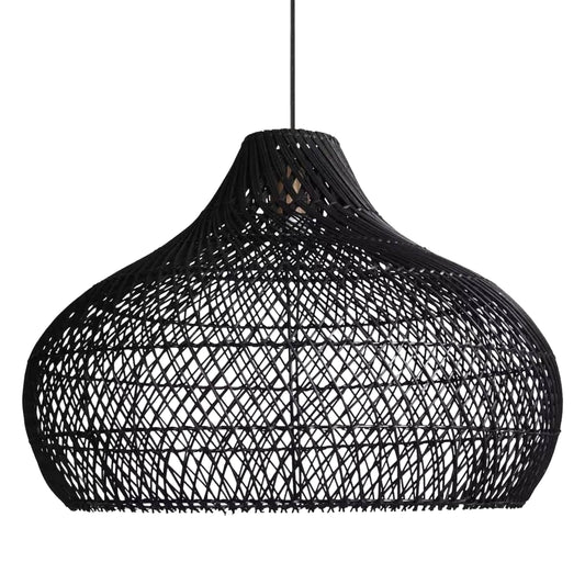 Anjani Dome Black Rattan Pendant Light