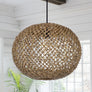 Antigua Flat Round Wicker Pendant Light