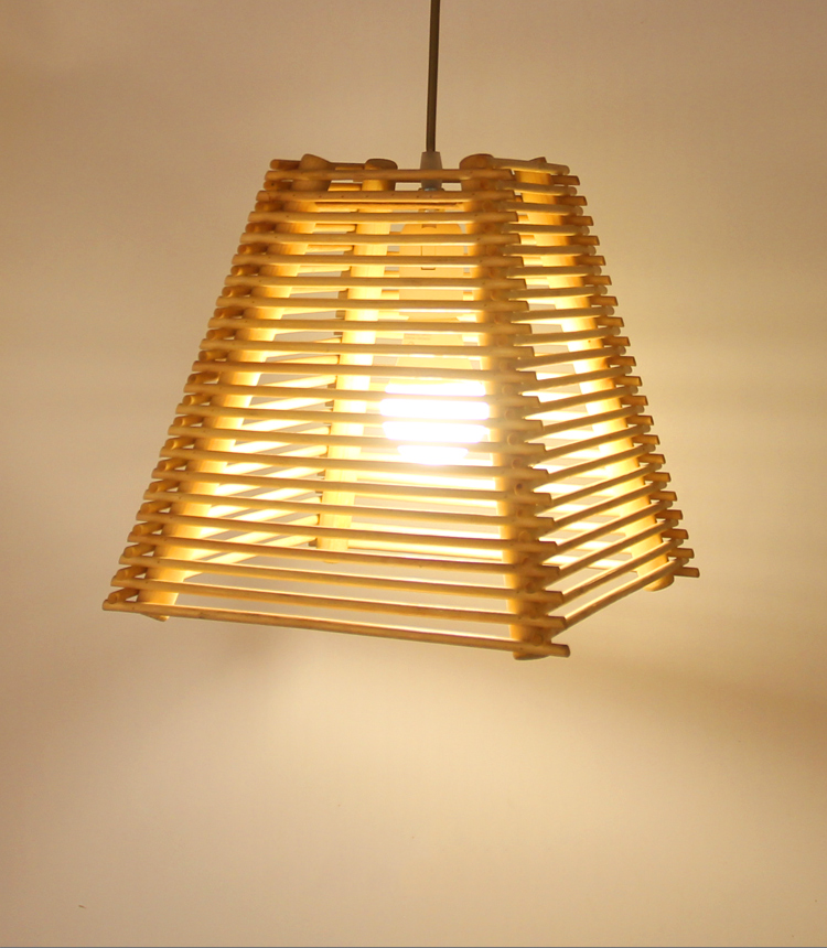 Arana Bamboo Pendant Light when the light on