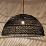 Archer Dome Black Rattan Pendant Light