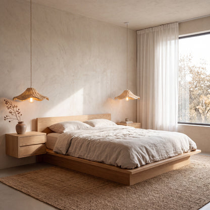 Ariel Rattan Wave Pendant Light for Bedroom