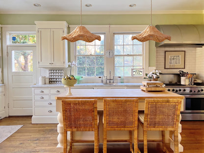 Ariel Rattan Wave Pendant Light for Boho Kitchen