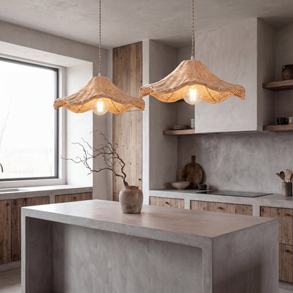 Ariel Rattan Wave Pendant Light for Kitchen