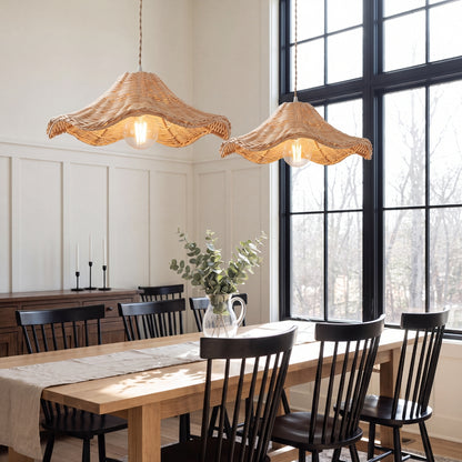 Ariel Wavy Rattan Pendant Light for Dining Room