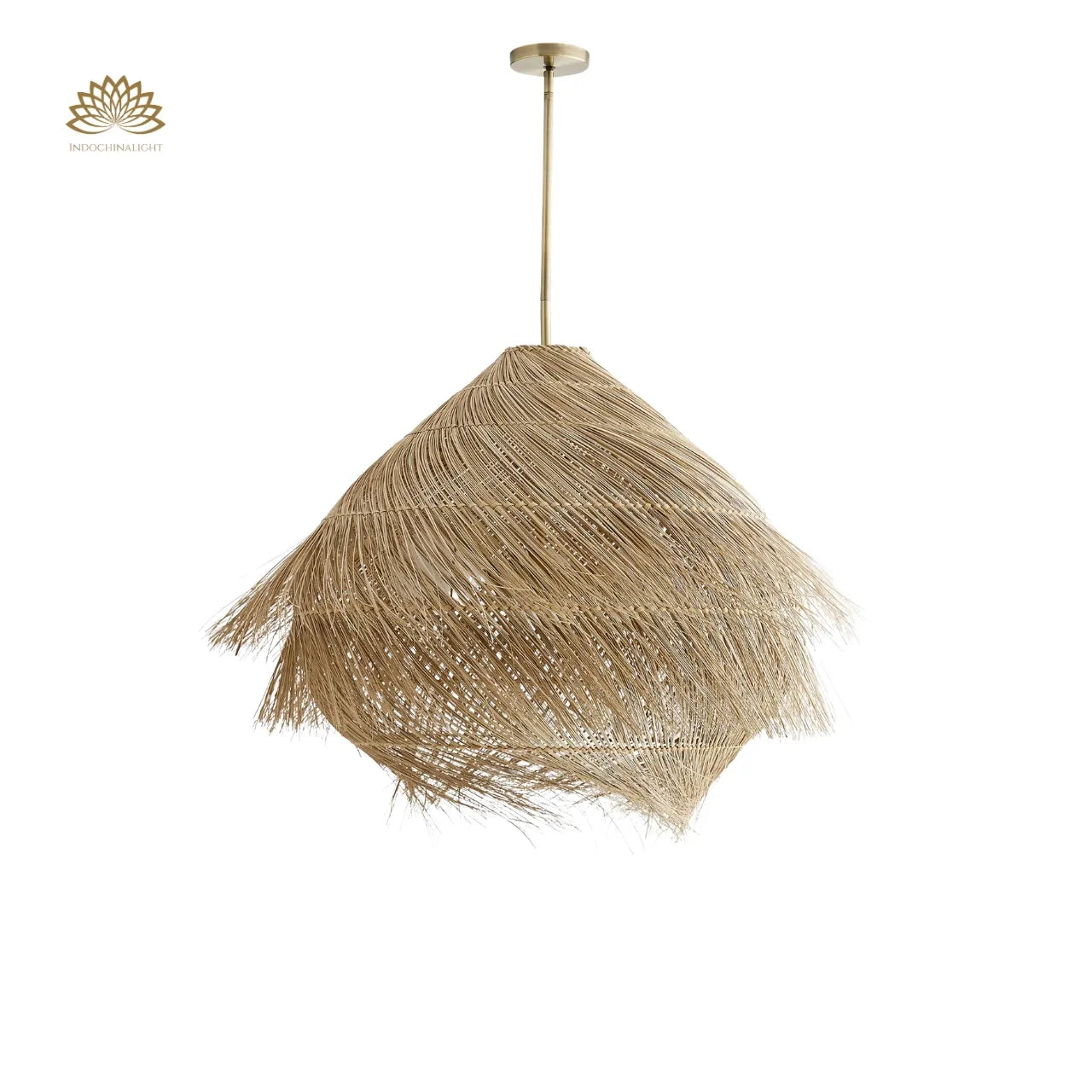 ashburn fringe rattan hanging light fixture with metal rod