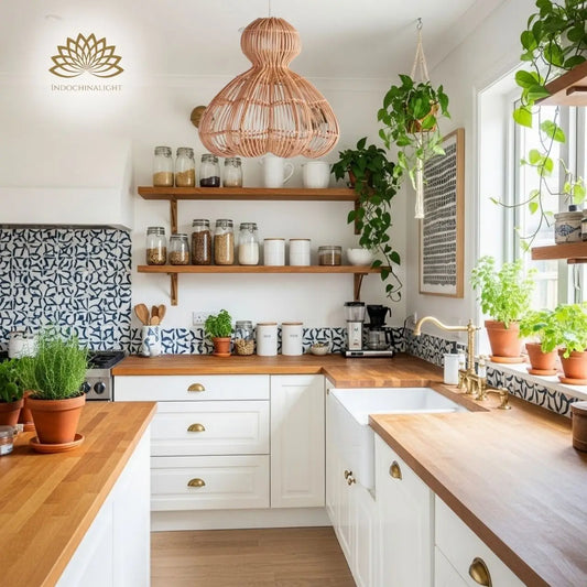 Aurelia Large Rattan Hanging Light for kitchen island