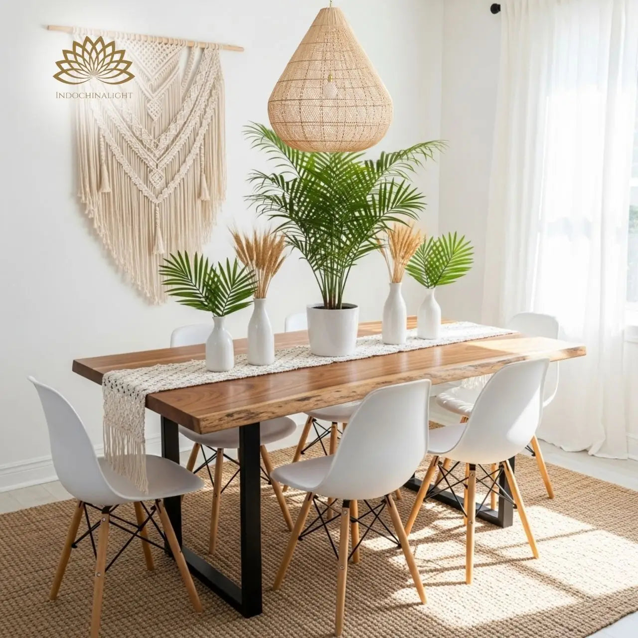 Ayanna Rattan Teardrop Pendant Light for dining room