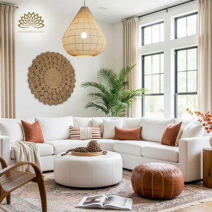 Ayanna Rattan Teardrop Pendant Light for living room