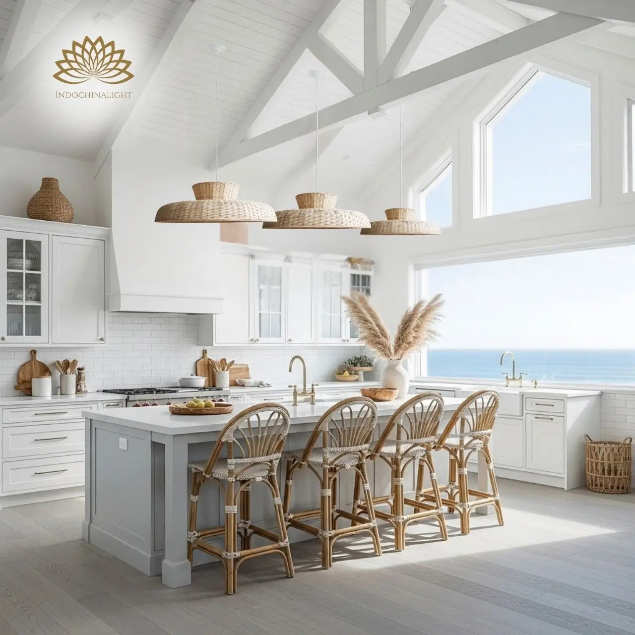 Balla Wicker Pendant Light for kitchen island