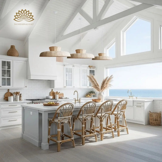 Balla Wicker Pendant Light for kitchen island