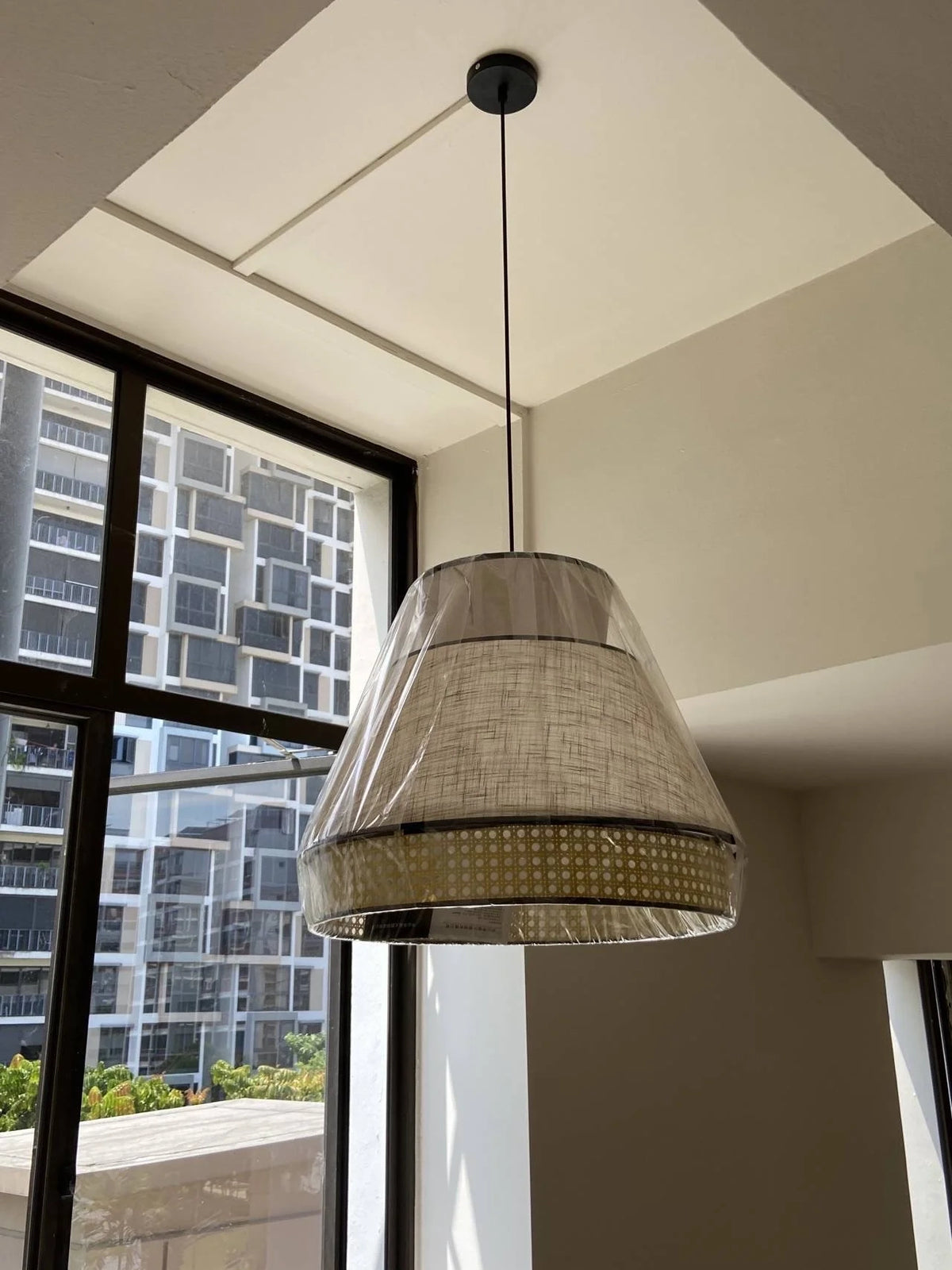 Singapour Cylinder Tiered Rattan Pendant Light