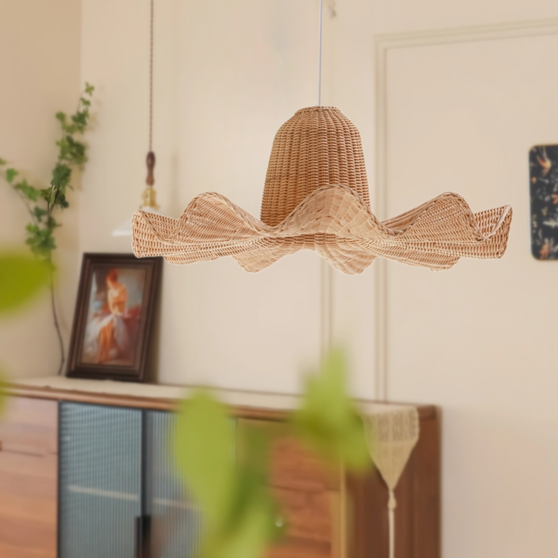 Luna Hat Shape Wicker Rattan Pendant Light