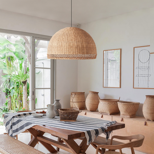 Augusta Dome Wicker Rattan Pendant Light