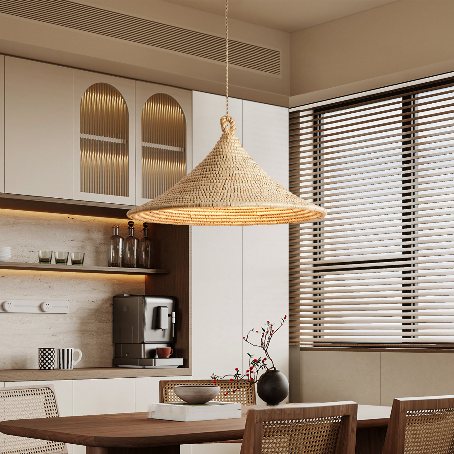 Yariah Cone Shaped Bamboo Rattan Pendant Light