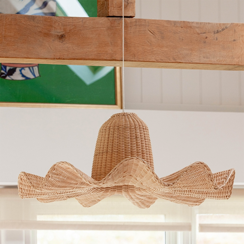 Luna Hat Shape Wicker Rattan Pendant Light