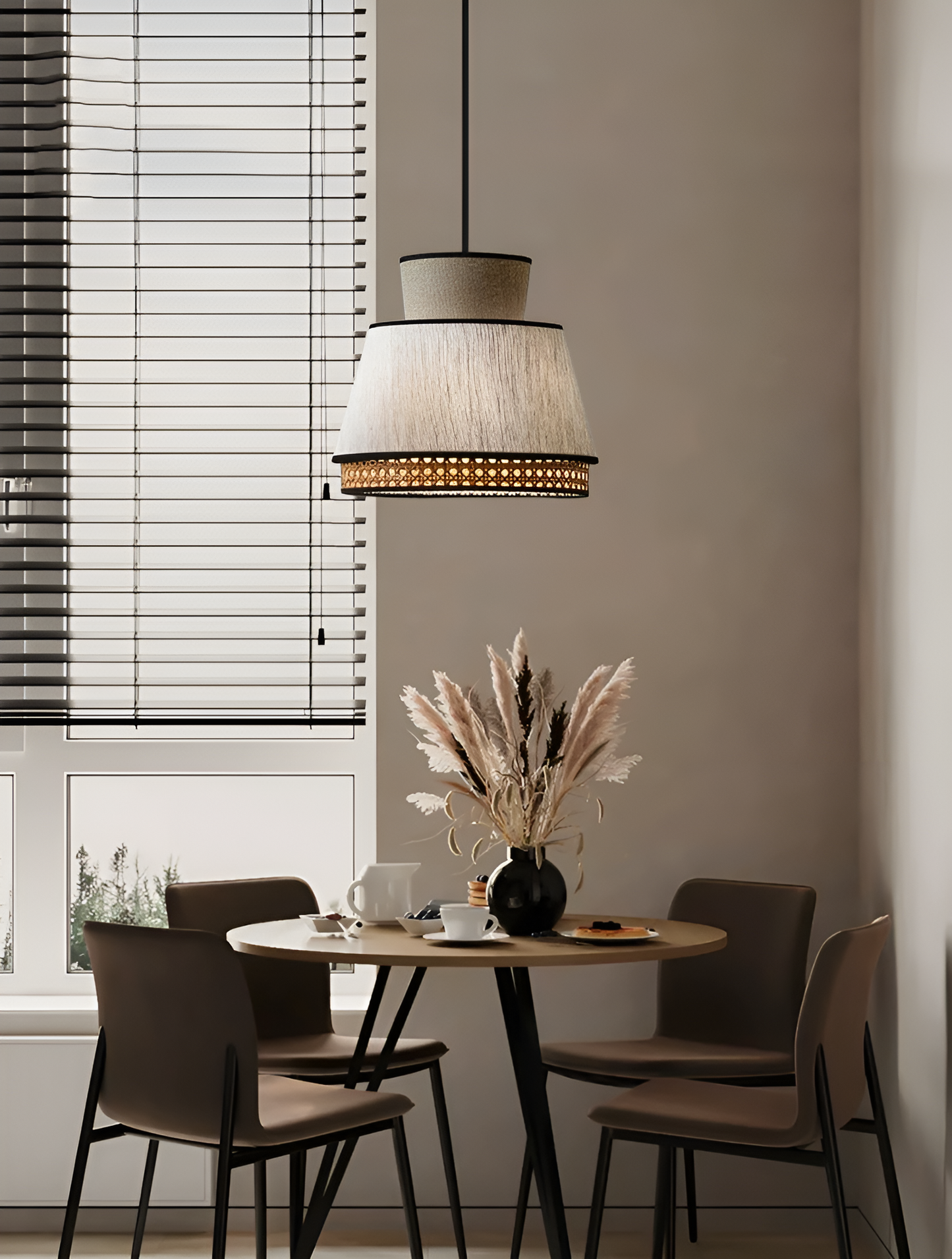 Singapour Cylinder Tier Rattan Pendant Light