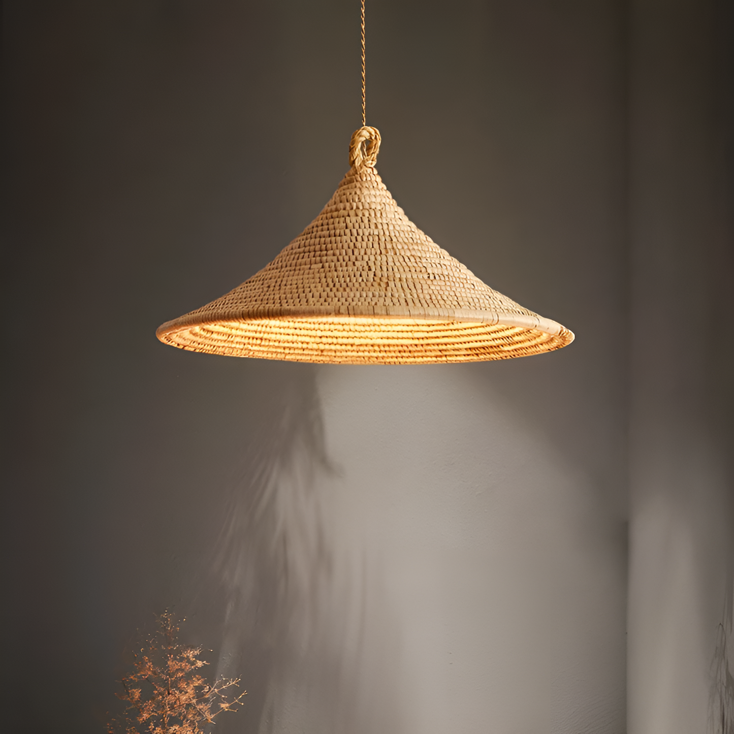 Yariah Cone Shaped Bamboo Rattan Pendant Light