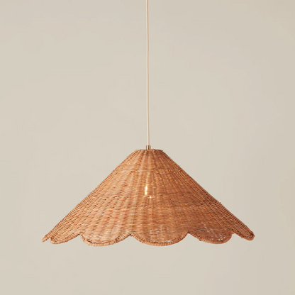 Maude Wicker Rattan Scallop Pendant Light