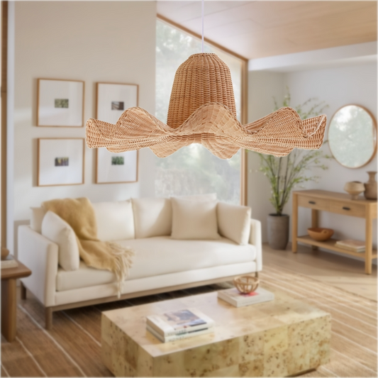 Luna Hat Shape Wicker Rattan Pendant Light