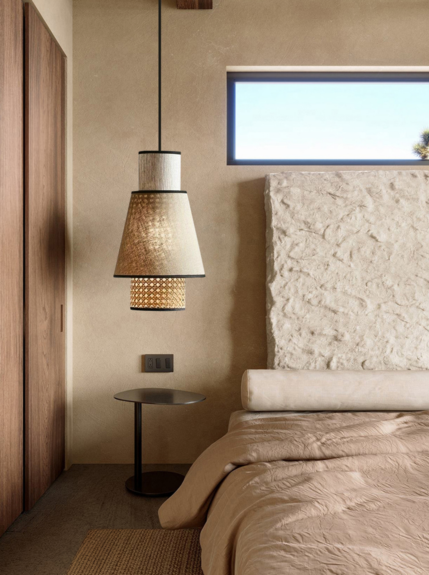 Singapour Cylinder Tier Rattan Pendant Light