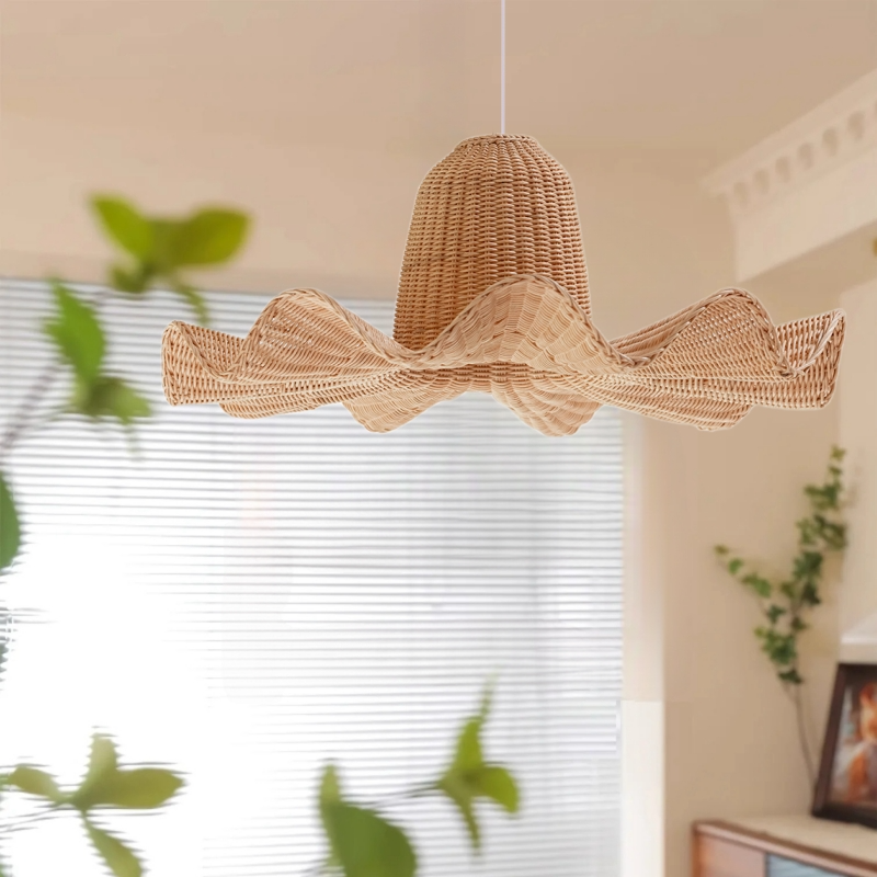 Luna Hat Shape Wicker Rattan Pendant Light