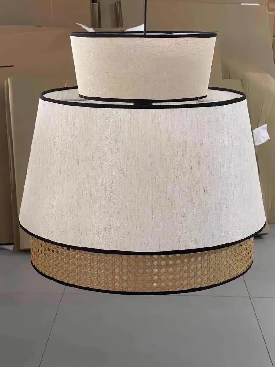 Singapour Cylinder Tier Rattan Pendant Light