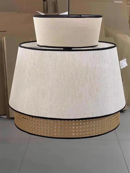 Singapour Cylinder Tier Rattan Pendant Light