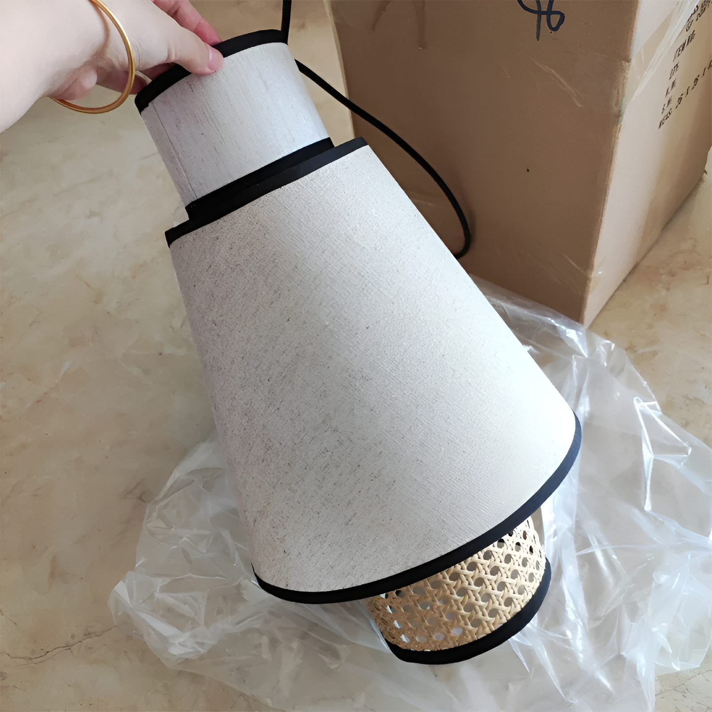 Singapour Cylinder Tier Rattan Pendant Light