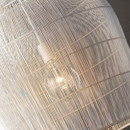 Cabrillo White Wabi Sabi Rattan Pendant Light