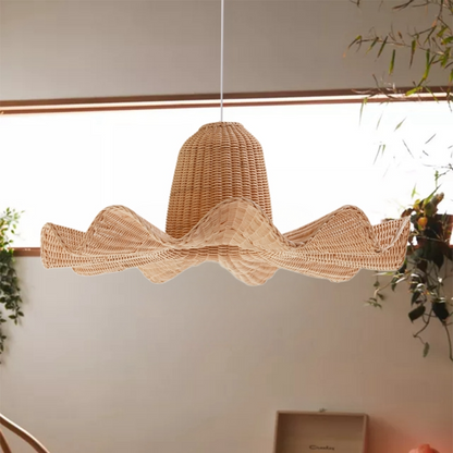 Luna Hat Shape Wicker Rattan Pendant Light
