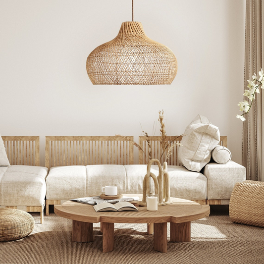 Anjani Dome Natural Rattan Pendant Light