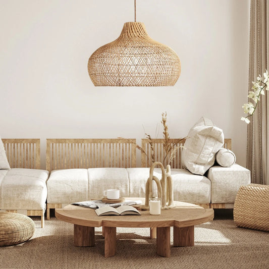 Anjani Dome Black Rattan Pendant Light