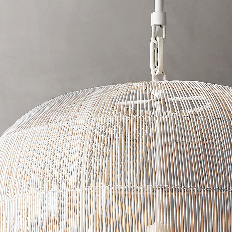 Cabrillo White Wabi Sabi Rattan Pendant Light