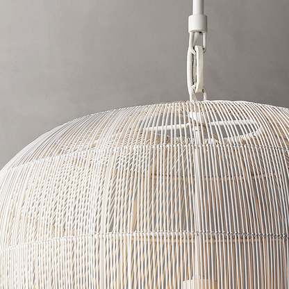 Cabrillo White Wabi Sabi Rattan Pendant Light