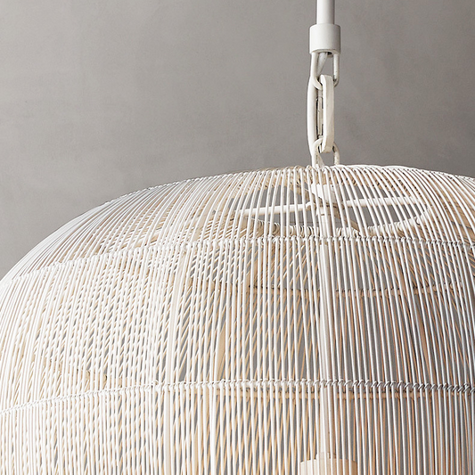 Cabrillo Wabi Sabi White Rattan Pendant Light