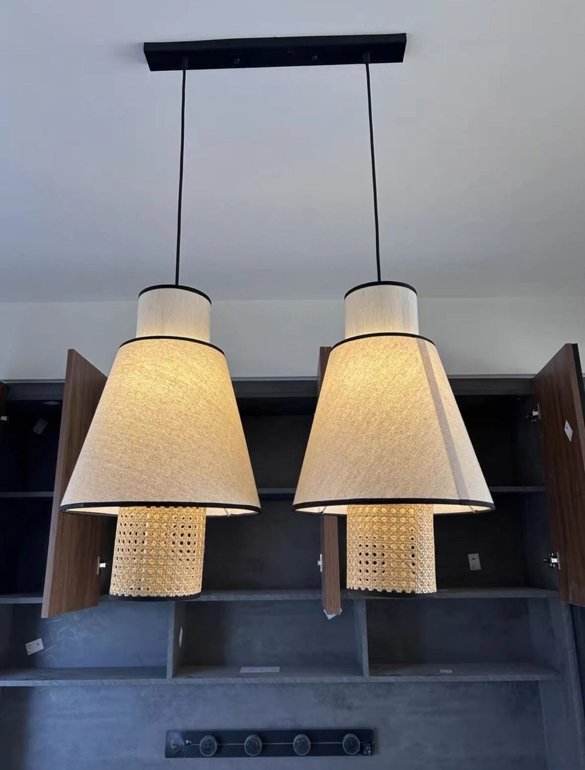 Singapour Cylinder Tier Rattan Pendant Light