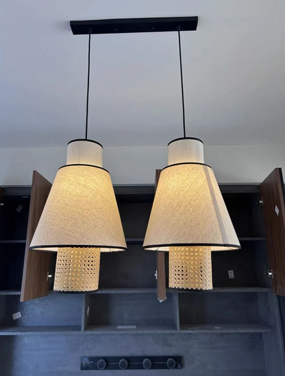 Singapour Cylinder Tier Rattan Pendant Light