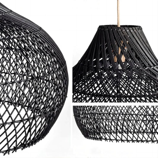 Anjani Dome Black Rattan Pendant Light