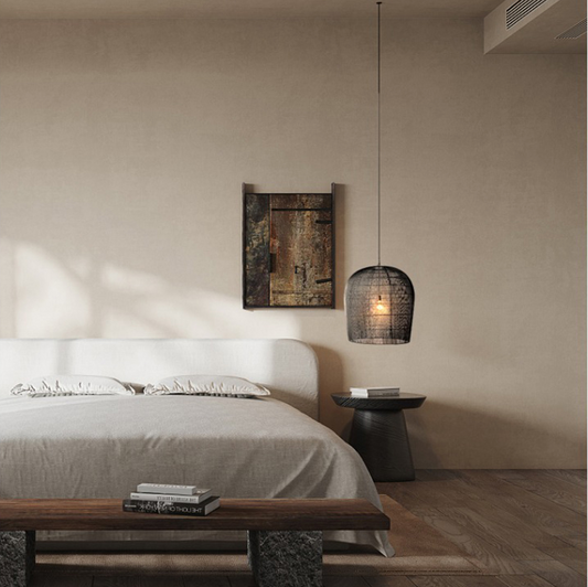 Cabrillo Wabi Sabi White Rattan Pendant Light