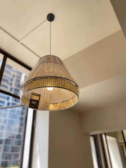 Singapour Cylinder Tier Rattan Pendant Light