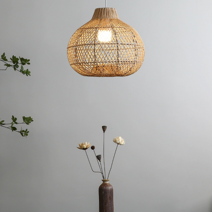 Batcheller Ball Bamboo Rattan Pendant Light Shade in the living room
