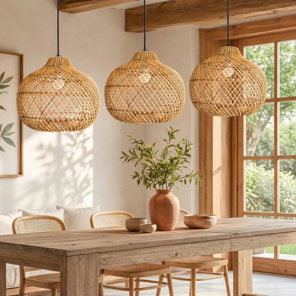 Batcheller Small Rattan Basket Handwoven Pendant Light  for Dining Room